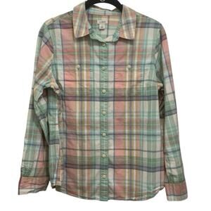 L.L.Bean Plaid Button Front Shirt Women’s Small Cotton Long Sleeve Casual
